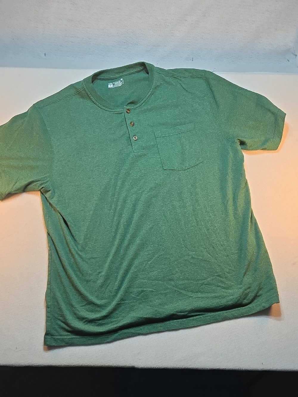 Carhartt Green Short-Sleeve Henley with Chest Pocket